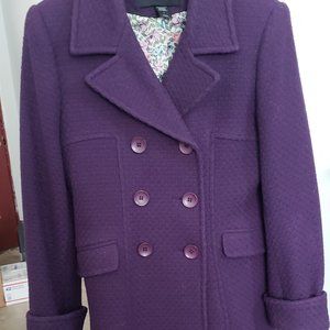 Purple wool blend double breasted Moda International coat